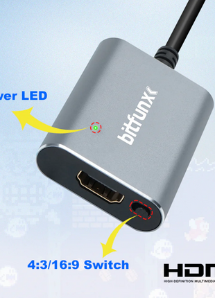 Bitfunx SV/AV HDMI Adapter for N64/SNES/SFC/NGC